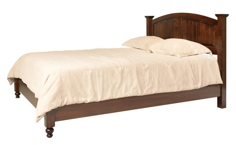 Amish Beaded Panel Country Bed - Brown Maple, OCS117 Asbury, Queen Amish Beaded Panel Country Bed - 017-ZTC5338-ZY