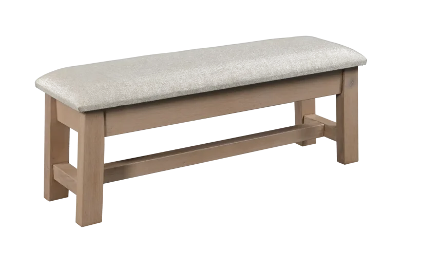 Amish Chloe 44" Bench - Rustic QSWO, Sea Drift, Fabric, 16-141-Fusion Amish Chloe 44" Bench - 017-ZTC5877