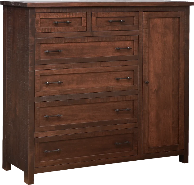Amish Denali Gentlemans Chest - Brown Maple, OCS106 Acres, Black Pulls, K558-BL, Black Knobs, K58-BL Amish Denali Gentlemans Chest - 017-ZTC6468