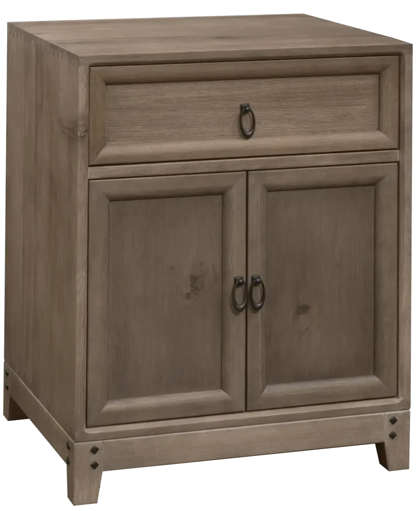Amish Glendale 1 Drawer 2 door Nightstand - Rustic QSWO, SP10 Barnwood, Bronze Knobs, P3191-DAC, Bronze Knobs, P3191-DAC Amish Glendale 1 Drawer 2 door Nightstand - 017-ZTC8453