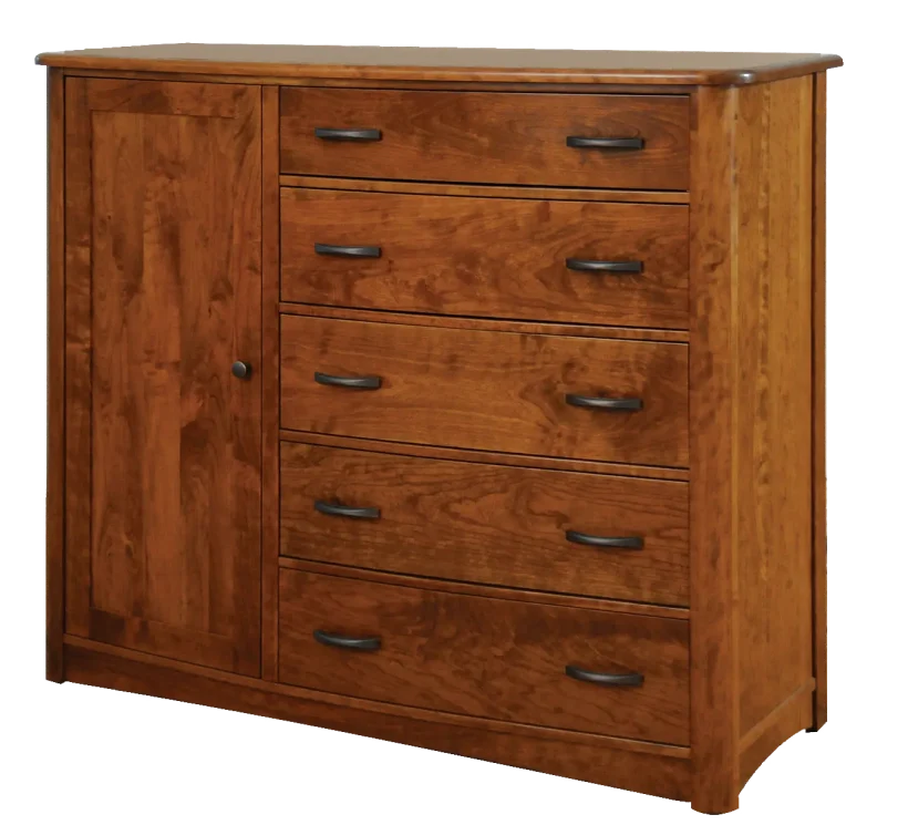 Amish Meridian Gentlemans Chest - Brown Maple, OCS227 Rich Cherry, Silver Pulls, 29385-AS, Silver Knobs, HOK-22129 Amish Meridian Gentlemans Chest - 017-ZTC868