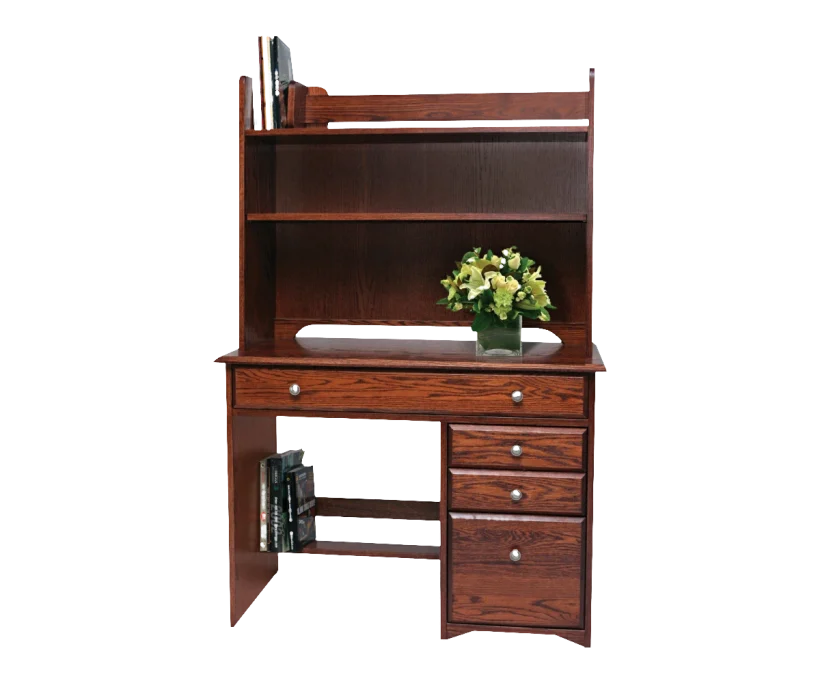 Amish Economy Desk (w/ Optional Hutch) - No, , , , , Oak, OCS106 Acres, Silver Knobs, D523-SN, Silver Knobs, D523-SN, , Optional Hutch Amish Economy Desk (w/ Optional Hutch) - 046-BA-434