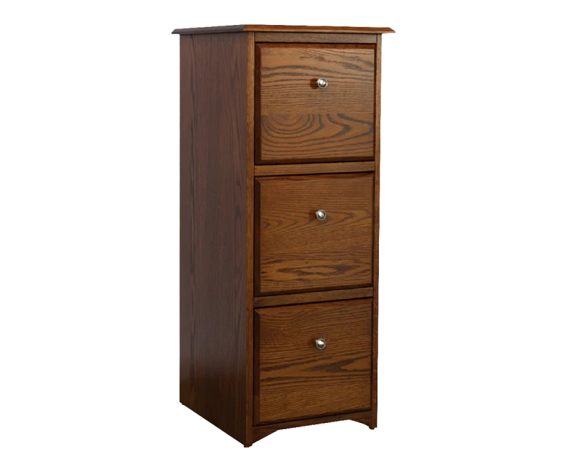 Amish Economy Three-Drawer File Cabinet - No, , , , , Oak, OCS228 Rich Tobacco, Silver Knobs, D523-SN Amish Economy Three-Drawer File Cabinet - 046-BCZ-6
