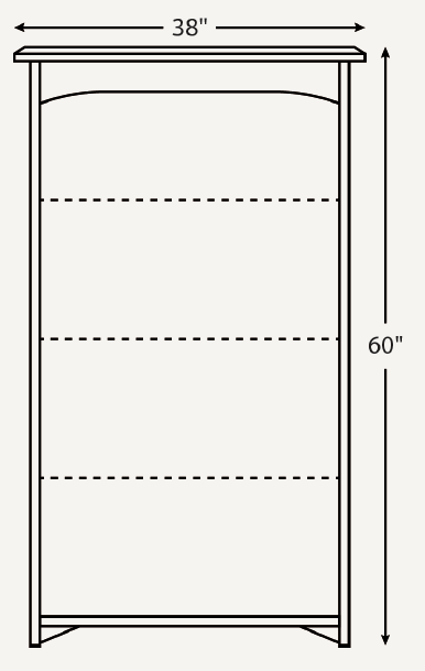 Amish Economy 38"Bookcase (Drawing) - No, , , , , Brown Maple, OCS226 Coffee Amish Economy 38"Bookcase (Drawing) - 046-BYZ-61