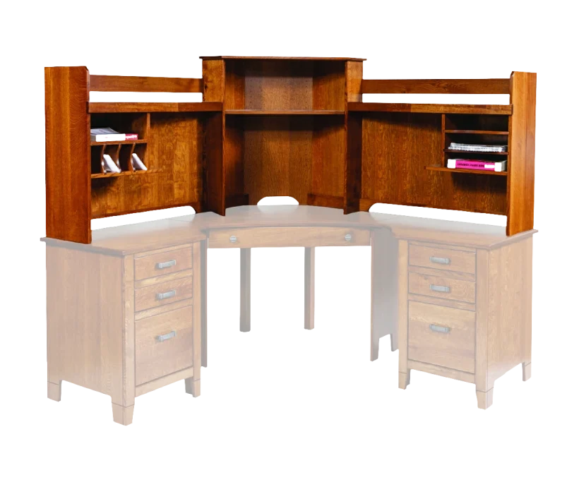 Amish Jacobsville Corner Hutch Top - No, , , , , Rustic QSWO, OCS113 Michael's Cherry Amish Jacobsville Corner Hutch Top - 046-GE-634