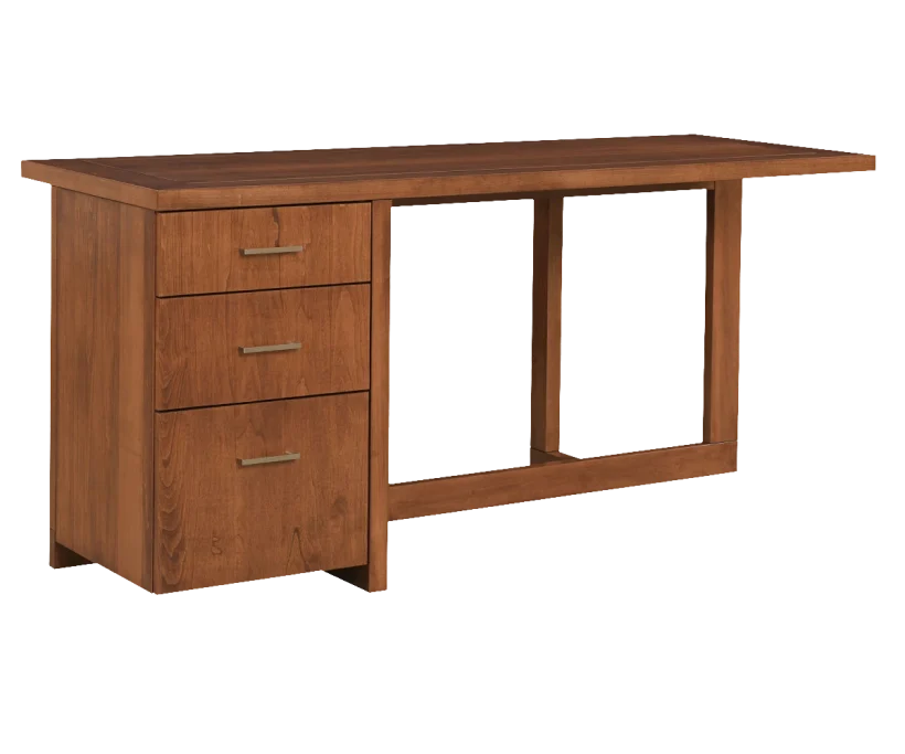Amish Montrose Offset Desk - No, , , , , Brown Maple, FC97595 Washington, Bronze Pulls, 046-P3112-OBH Amish Montrose Offset Desk - 046-J-433
