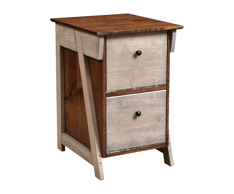 Amish Timberline 2 Drawer File Cabinet - Yes, Rustic QSWO, FC10944 Tavern, Brown Maple, OCS135 Driftwood, , , Black Knobs, D523-BL Amish Timberline 2 Drawer File Cabinet - 046-QICZ-5