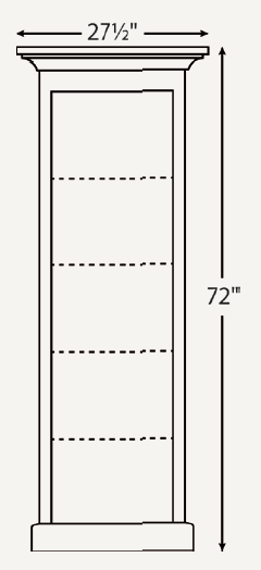 Amish Traditional 24" Open Bookcase (Drawing) - 046-QYZ-57-L