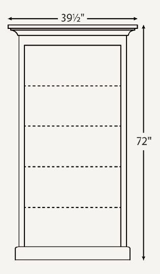 Amish Traditional 36" Open Bookcase (Drawing) - 046-QYZ-69-L