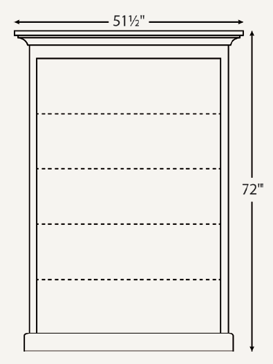 Amish Traditional 48" Open Bookcase (Drawing) - 046-QYZ-71-L