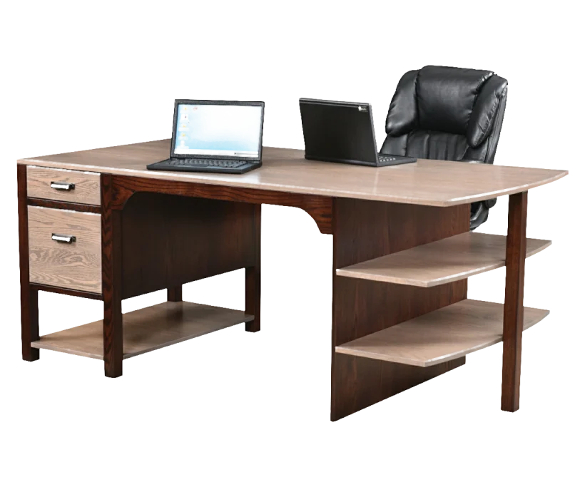 Amish Wakefield Partners Desk - No, , , , , Brown Maple, FC24427 Shadow, Black Pulls, 046-53715-GPH Amish Wakefield Partners Desk - 046-T936A