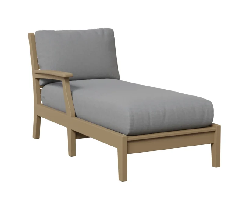 Classic Terrace Chaise Lounge with Right Arm by Berlin Gardens - Weatherwood, Canvas Granite Classic Terrace Chaise Lounge with Right Arm by Berlin Gardens - 191-CTRCL3163