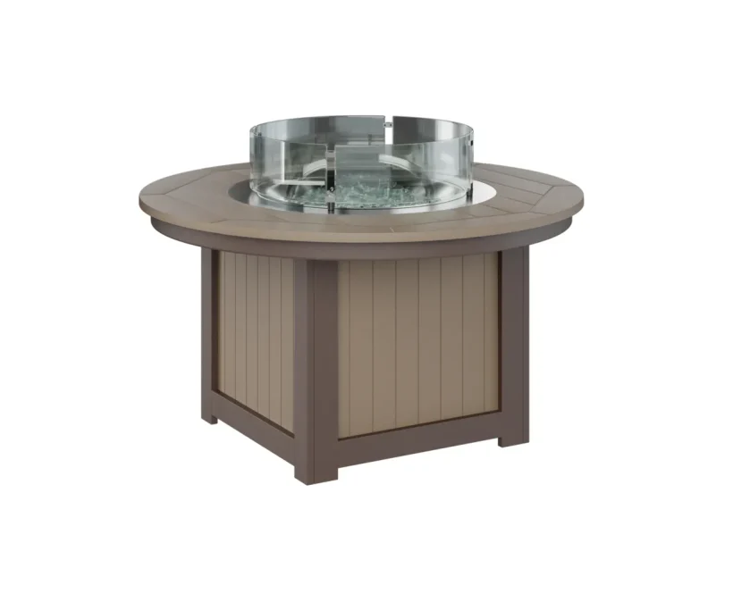 Donoma Round Low Fire Pit by Berlin Gardens - Weatherwood, Chocolate Brown Donoma Round Low Fire Pit by Berlin Gardens - 191-DFPP2544