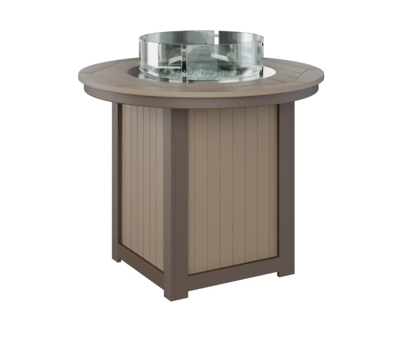 Donoma 44" Round Counter Fire Table by Berlin Gardens - Weatherwood, Chocolate Brown Donoma 44" Round Counter Fire Table by Berlin Gardens - 191-DRFT3644C