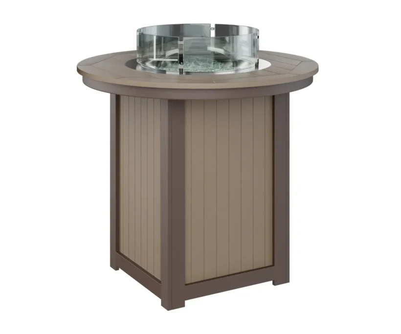 Donoma 44" Round Bar Fire Table by Berlin Gardens - Weatherwood, Chocolate Brown Donoma 44" Round Bar Fire Table by Berlin Gardens - 191-DRFT3944B