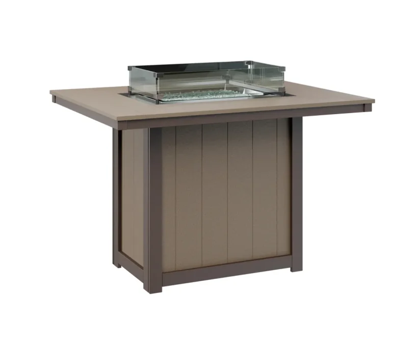 Donoma 42" X 54" Rectangular Counter Fire Table by Berlin Gardens - Weatherwood, Chocolate Brown Donoma 42" X 54" Rectangular Counter Fire Table by Berlin Gardens - 191-DRFT4254C