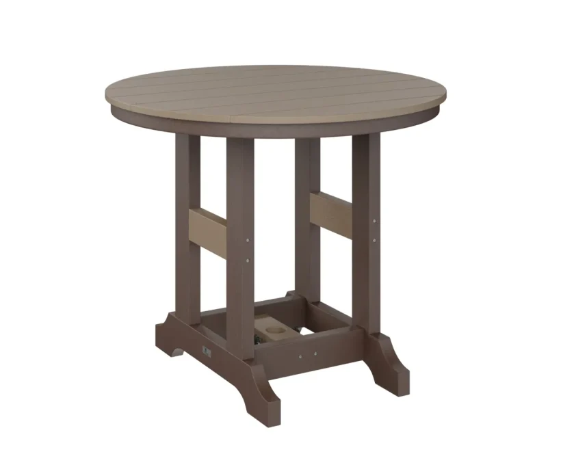 Garden Classic 38" Round Dining Table by Berlin Gardens - Weatherwood, Chocolate Brown Garden Classic 38" Round Dining Table by Berlin Gardens - 191-GCRT0038D