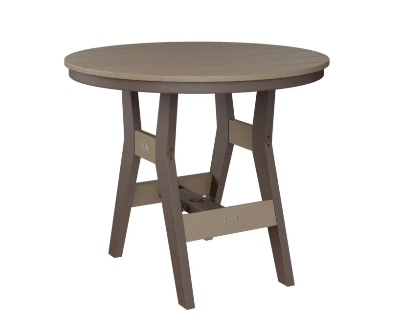 Harbor 38" Round Dining Table by Berlin Gardens - Weatherwood, Chocolate Brown Harbor 38" Round Dining Table by Berlin Gardens - 191-HRT0038D
