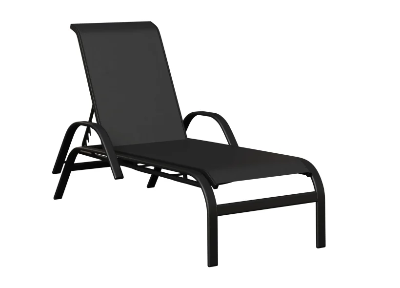 Murphy Aluminum+Sling Chaise Lounge with Arms by Berlin Gardens - Black, Augustine Ebony Murphy Aluminum+Sling Chaise Lounge with Arms by Berlin Gardens - 191-MCAS