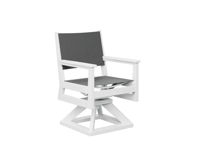 Mayhew Sling Swivel Dining Rocker by Berlin Gardens - White, Augustine Pewter Mayhew Sling Swivel Dining Rocker by Berlin Gardens - 191-MHSSD2235