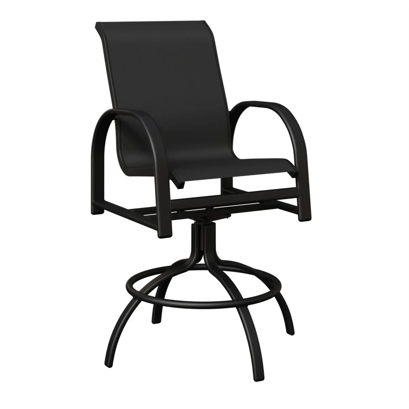 Murphy Aluminum+Sling Swivel Bar Chair by Berlin Gardens - Black, Augustine Ebony Murphy Aluminum+Sling Swivel Bar Chair by Berlin Gardens - 191-MSBS
