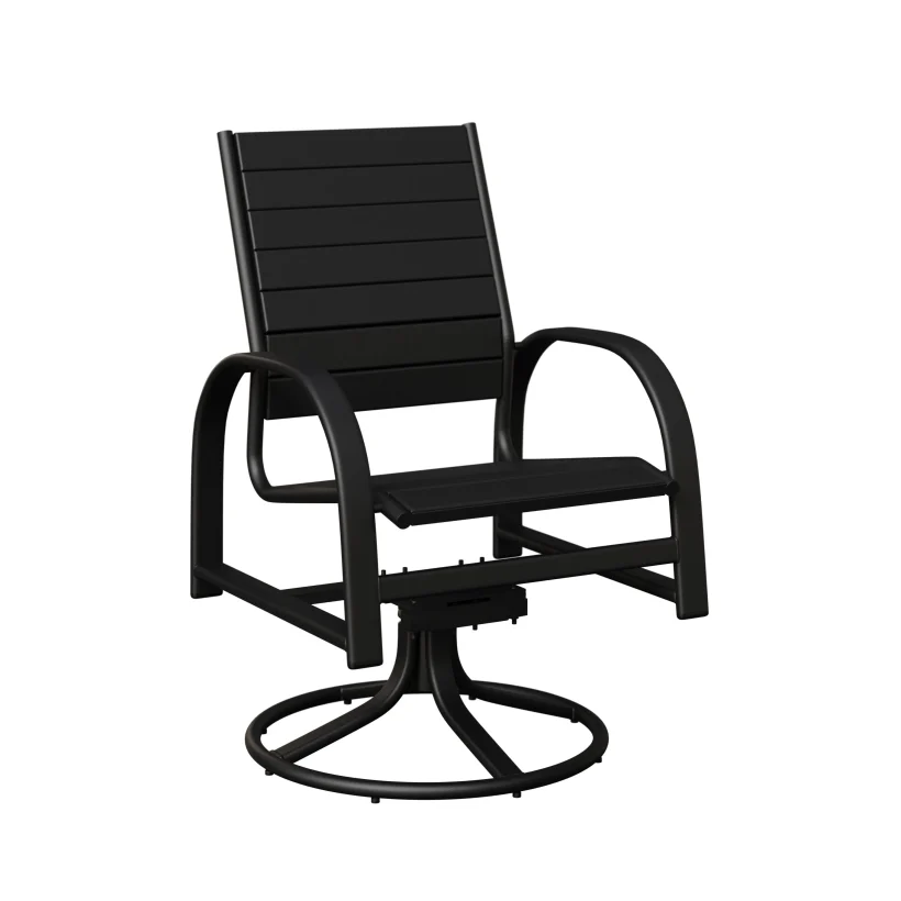 Murphy Aluminum+Poly Swivel Rocker Dining Chair by Berlin Gardens - Black, Black Murphy Aluminum+Poly Swivel Rocker Dining Chair by Berlin Gardens - 191-MSRDP