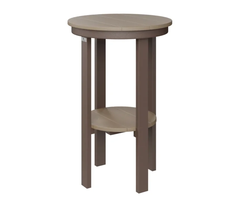 Round End Table Bar Height by Berlin Gardens - Weatherwood, Chocolate Brown Round End Table Bar Height by Berlin Gardens - 191-PRET3222
