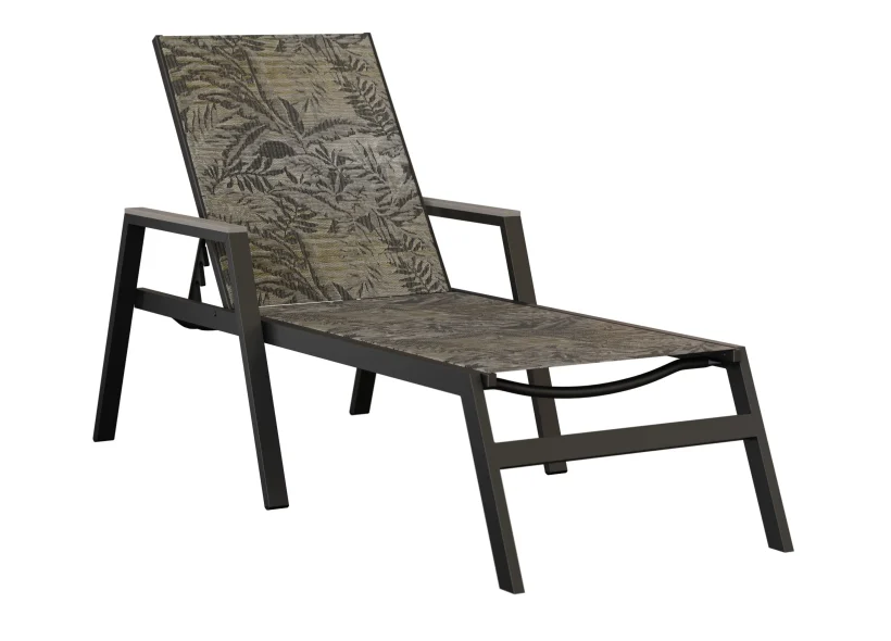 Vida Aluminum+Sling Chaise Lounge with Arms by Berlin Gardens - Black, Sumba Mocha, Driftwood Gray Vida Aluminum+Sling Chaise Lounge with Arms by Berlin Gardens - 191-VCAS