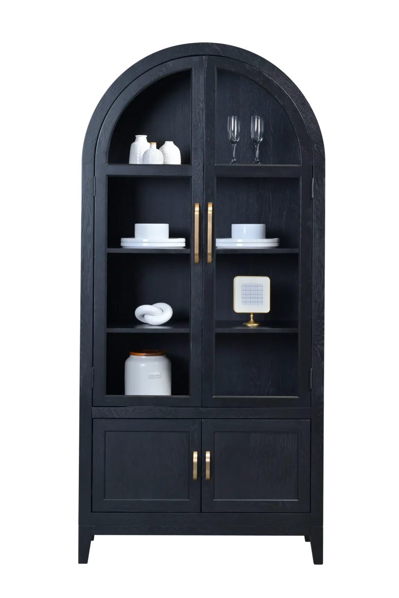 Amish Durham Solid Hardwood Display Cabinet - No, , , , , Rustic White Oak, FC11047 Ebony, Bronze Pulls, 484-192224-SBZ, Bronze Pulls, 484-396-SBZ Amish Durham Solid Hardwood Display Cabinet - 281-428-15841618