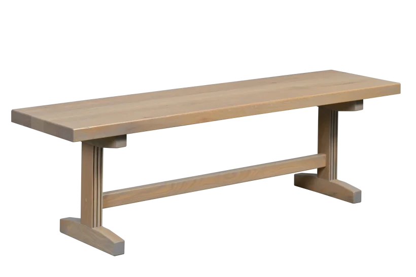 Amish Provence Solid Hardwood Dining Bench - No, , 60", , , , , Rustic White Oak, D22N09096 Seashell Amish Provence Solid Hardwood Dining Bench - 281-509-YBKZE