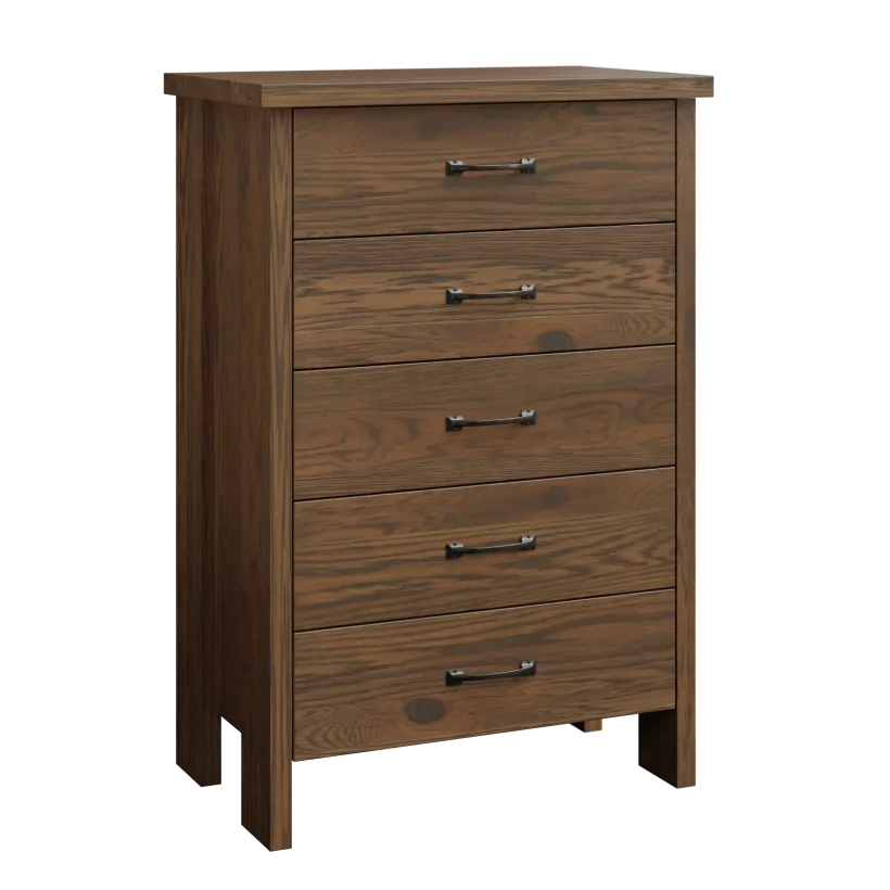 Amish Cheyenne Solid Hardwood Bedroom 5-Drawer Chest - No, , , , , Rustic White Oak, FC29987 R-R, Black Pulls, BO56649-BI Amish Cheyenne Solid Hardwood Bedroom 5-Drawer Chest - 281-528-6955868