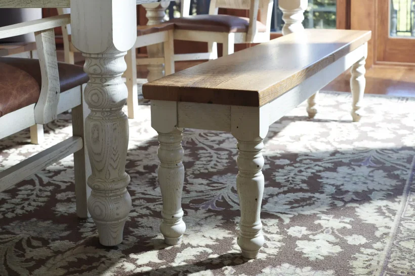 Amish Farmhouse Solid Hardwood Dining Bench - Yes, 69'', , Barnwood, Pearl, Barnwood, OCS-100 Clear Rough, , Amish Farmhouse Solid Hardwood Dining Bench - 281-556-YBKZE