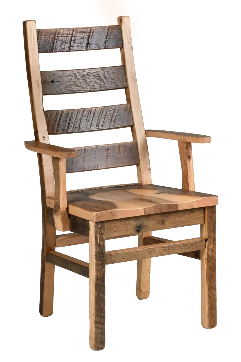 Amish Ladderback Solid Hardwood Dining Arm Chair - 281-568-IXZ