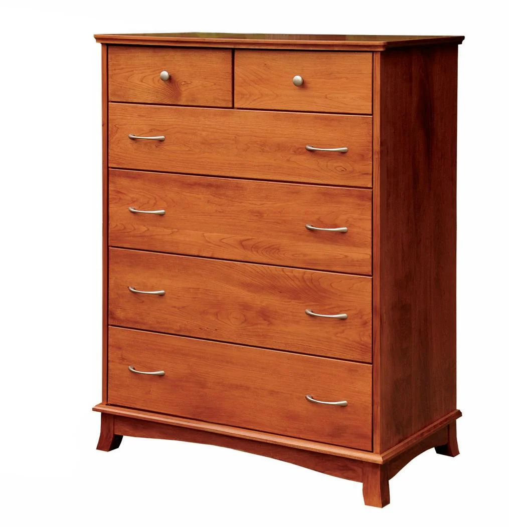 Amish Crescent 6 Drawer Chest - Cherry, OCS108 S-14, Silver Knobs, HOK-22129, Silver Pulls, HOK-22173 Amish Crescent 6 Drawer Chest - 017-ZTC064