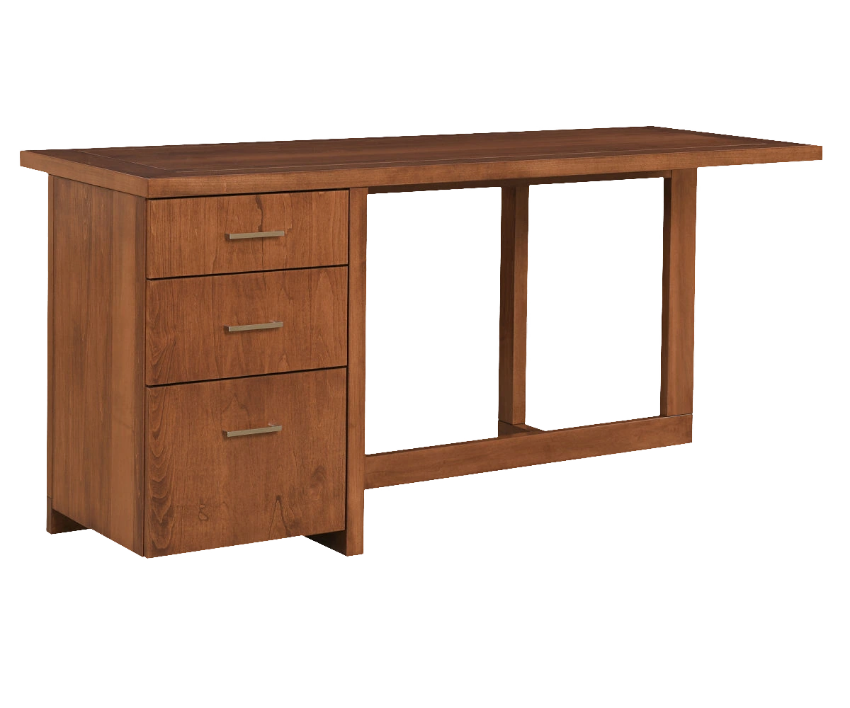 Amish Montrose Offset Desk - No, , , , , Brown Maple, FC97595 Washington, Bronze Pulls, P3112-OBH Amish Montrose Offset Desk - 046-J-433