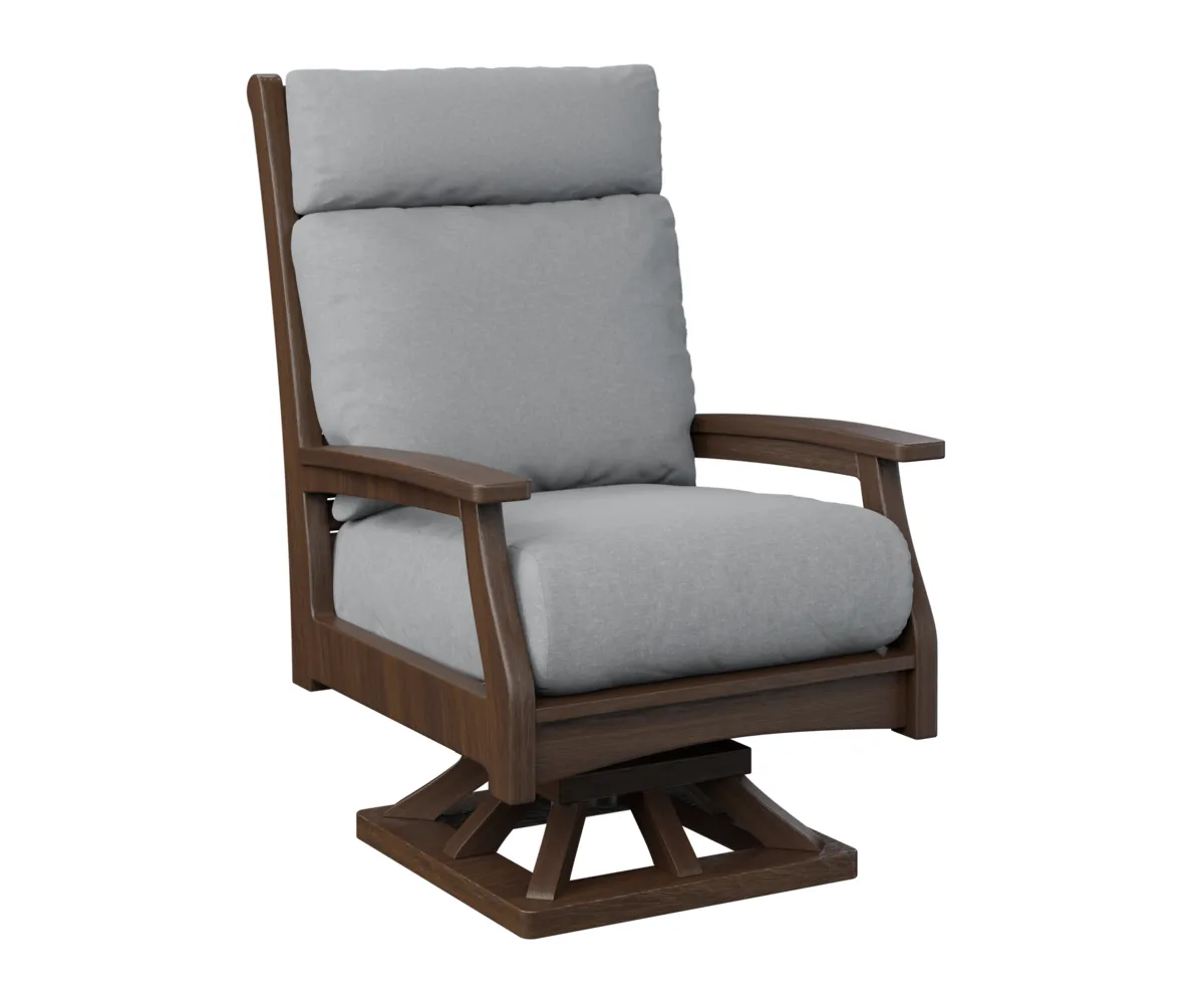 Classic Terrace High Back Swivel Rocker by Berlin Gardens - Brazilian Walnut, Canvas Granite Classic Terrace High Back Swivel Rocker by Berlin Gardens - 191-CTHSR3045