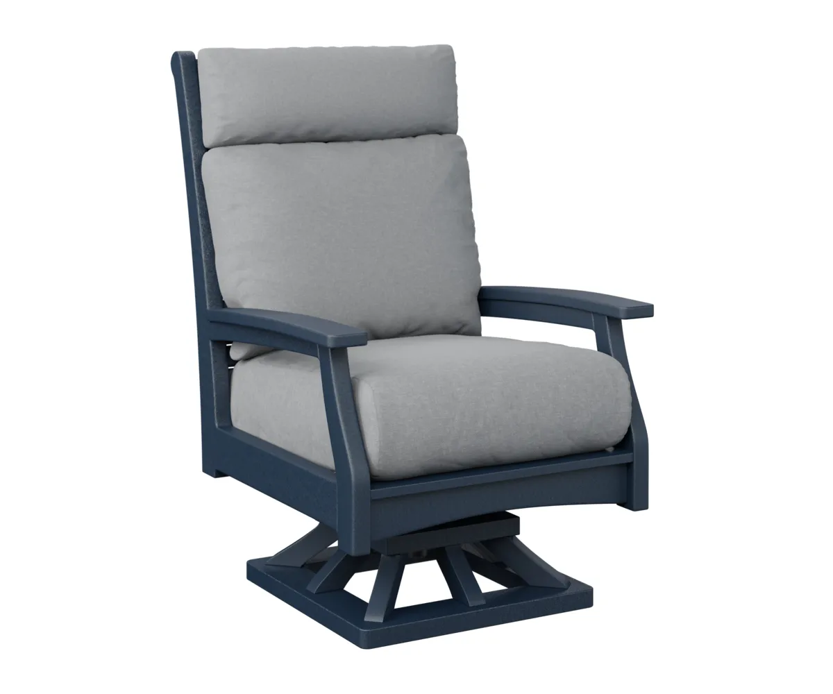 Classic Terrace High Back Swivel Rocker by Berlin Gardens - Navy Blue, Canvas Granite Classic Terrace High Back Swivel Rocker by Berlin Gardens - 191-CTHSR3045