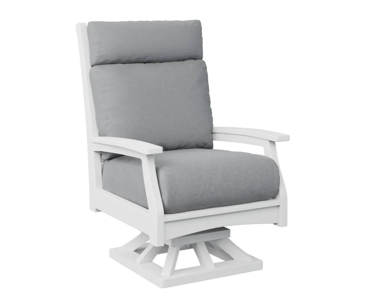 Classic Terrace High Back Swivel Rocker by Berlin Gardens - White, Canvas Granite Classic Terrace High Back Swivel Rocker by Berlin Gardens - 191-CTHSR3045