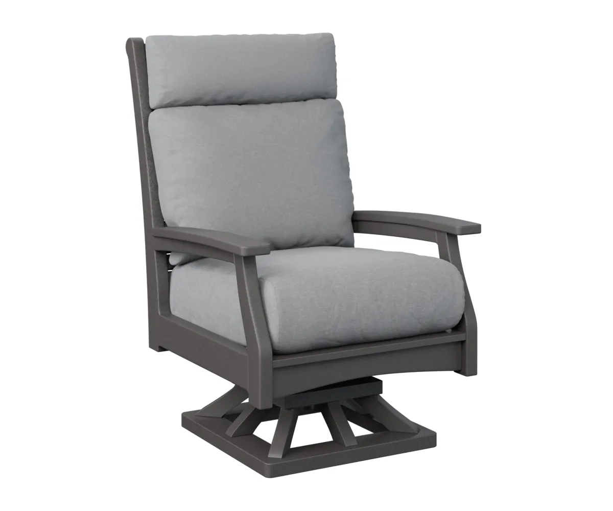 Classic Terrace High Back Swivel Rocker by Berlin Gardens - Smoke Gray, Canvas Granite Classic Terrace High Back Swivel Rocker by Berlin Gardens - 191-CTHSR3045
