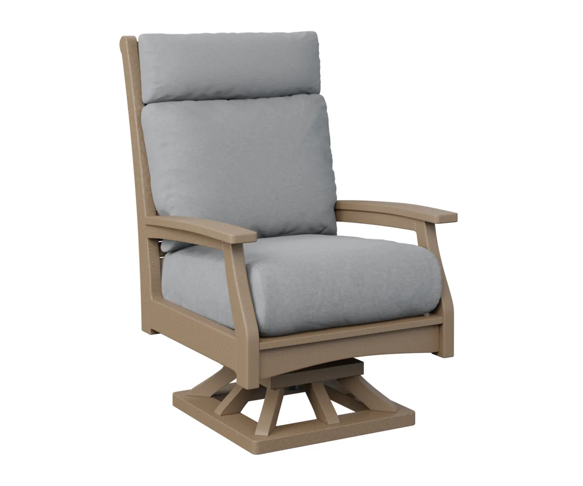 Classic Terrace High Back Swivel Rocker by Berlin Gardens - Weatherwood, Canvas Granite Classic Terrace High Back Swivel Rocker by Berlin Gardens - 191-CTHSR3045