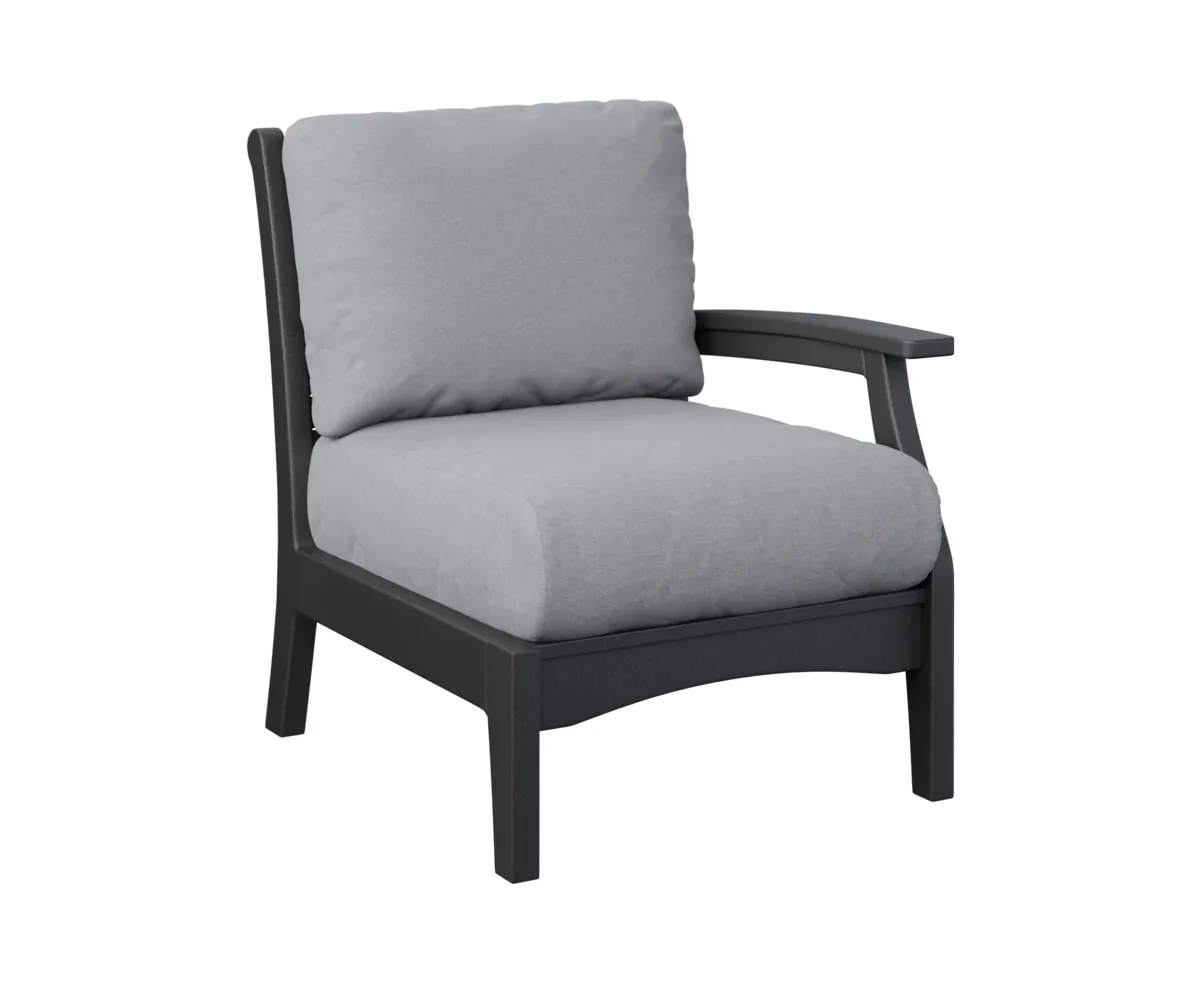 Classic Terrace Arm Sectional Club Chair – Left by Berlin Gardens - Black, Canvas Granite Classic Terrace Arm Sectional Club Chair – Left by Berlin Gardens - 191-CTLSC2934