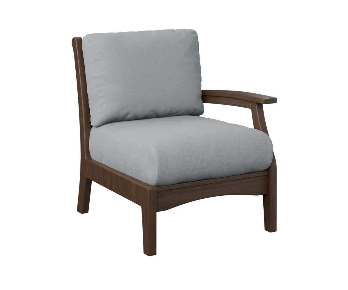 Classic Terrace Arm Sectional Club Chair – Left by Berlin Gardens - Brazilian Walnut, Canvas Granite Classic Terrace Arm Sectional Club Chair – Left by Berlin Gardens - 191-CTLSC2934