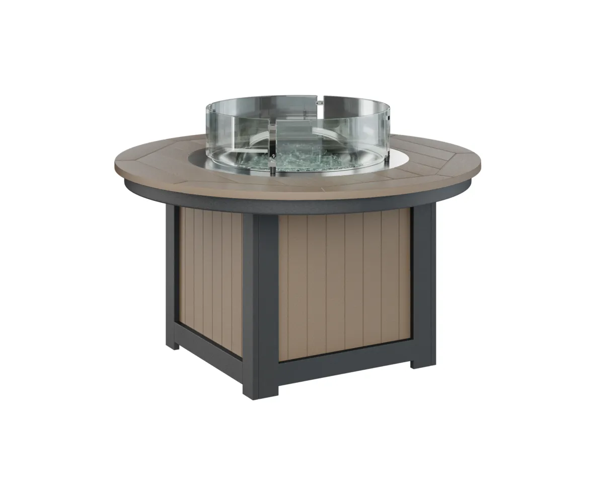 Donoma Round Low Fire Pit by Berlin Gardens - Weatherwood, Black Donoma Round Low Fire Pit by Berlin Gardens - 191-DFPP2544