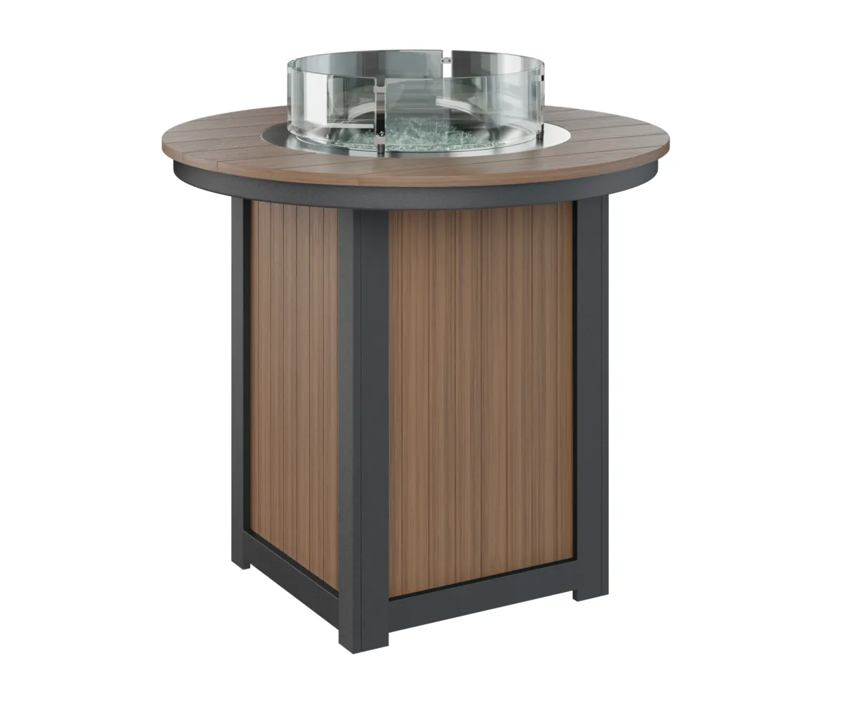 Donoma 44" Round Bar Fire Table by Berlin Gardens - Antique Mahogany, Black Donoma 44" Round Bar Fire Table by Berlin Gardens - 191-DRFT3944B