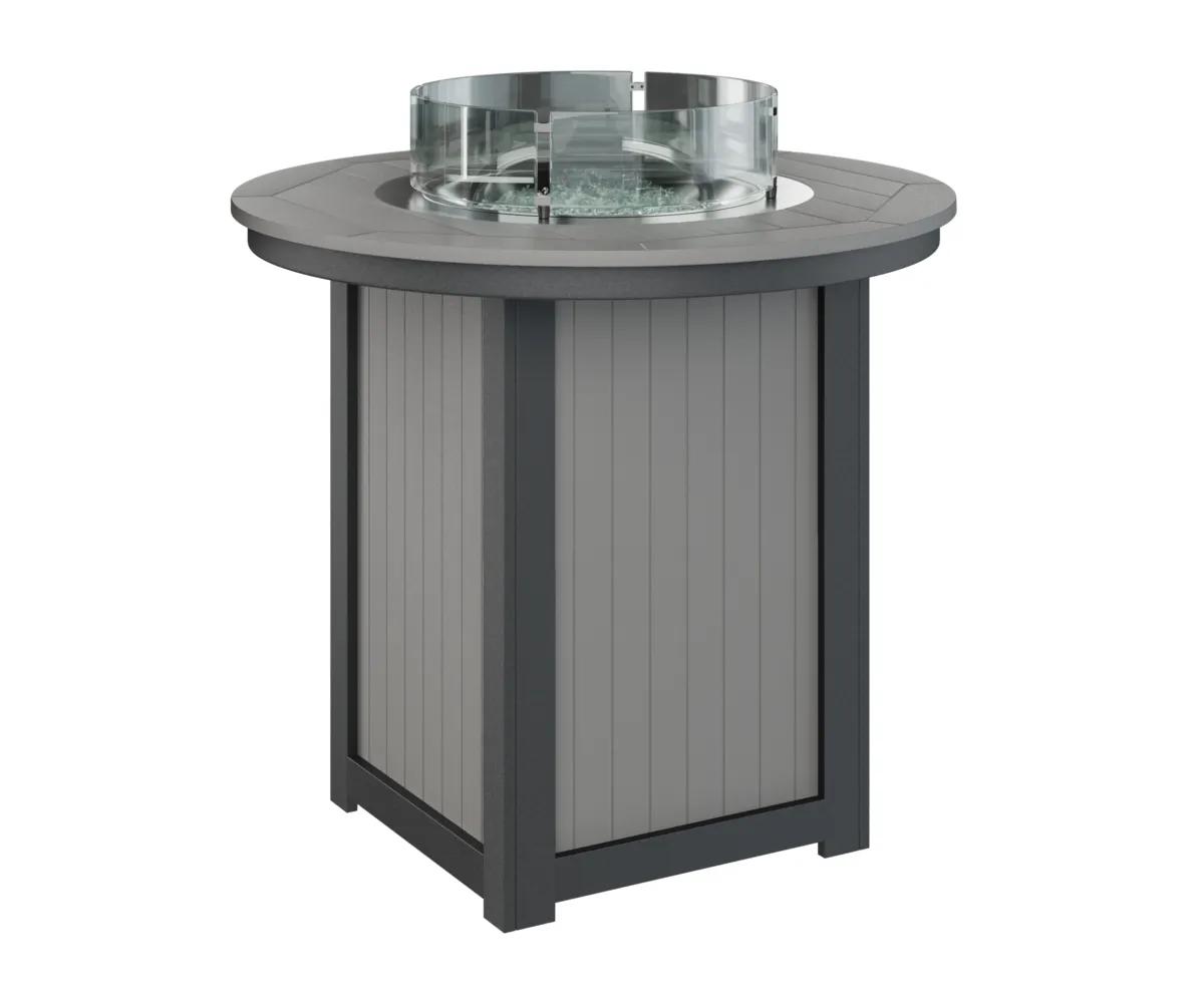Donoma 44" Round Bar Fire Table by Berlin Gardens - Light Gray, Black Donoma 44" Round Bar Fire Table by Berlin Gardens - 191-DRFT3944B