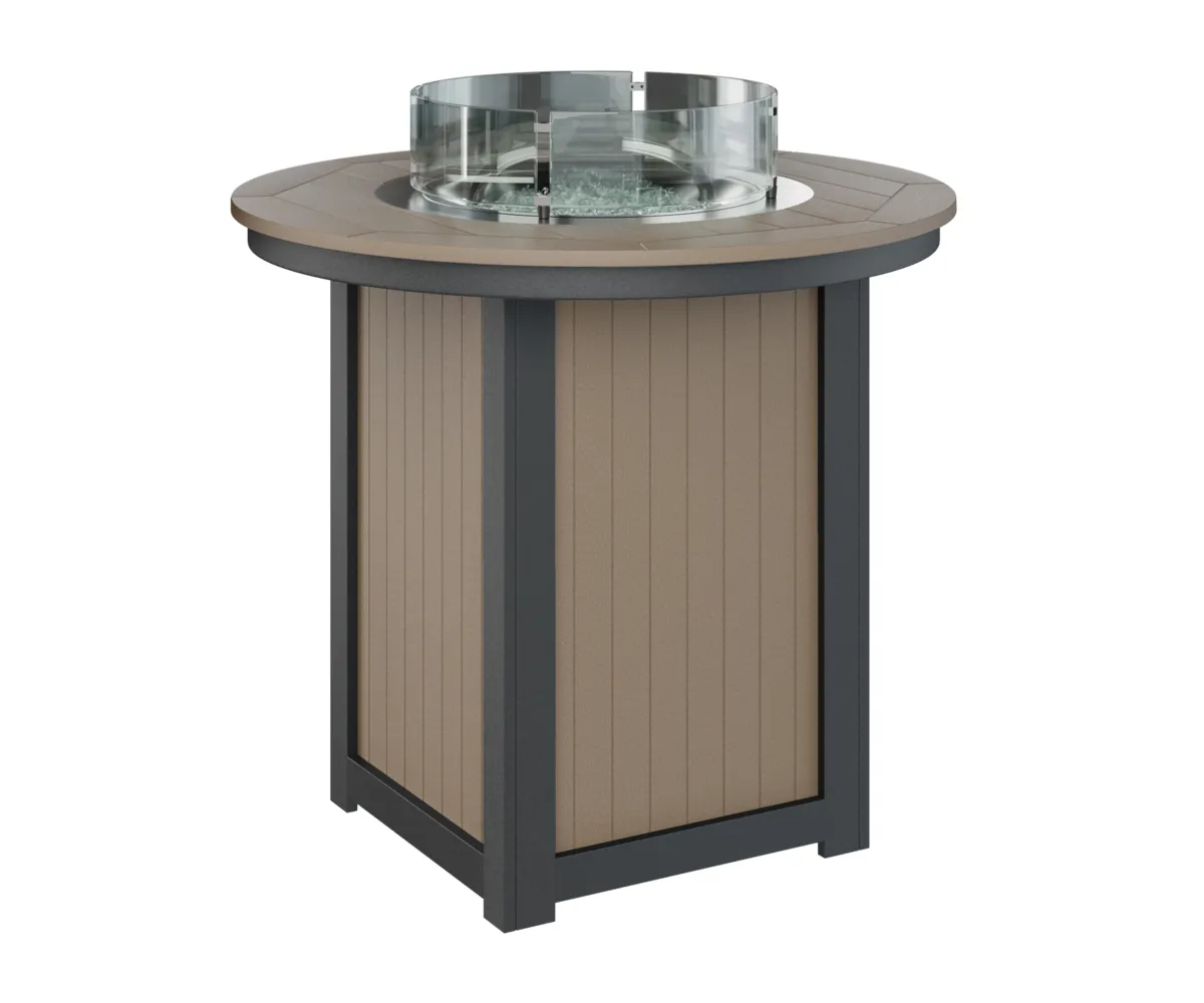 Donoma 44" Round Bar Fire Table by Berlin Gardens - Weatherwood, Black Donoma 44" Round Bar Fire Table by Berlin Gardens - 191-DRFT3944B