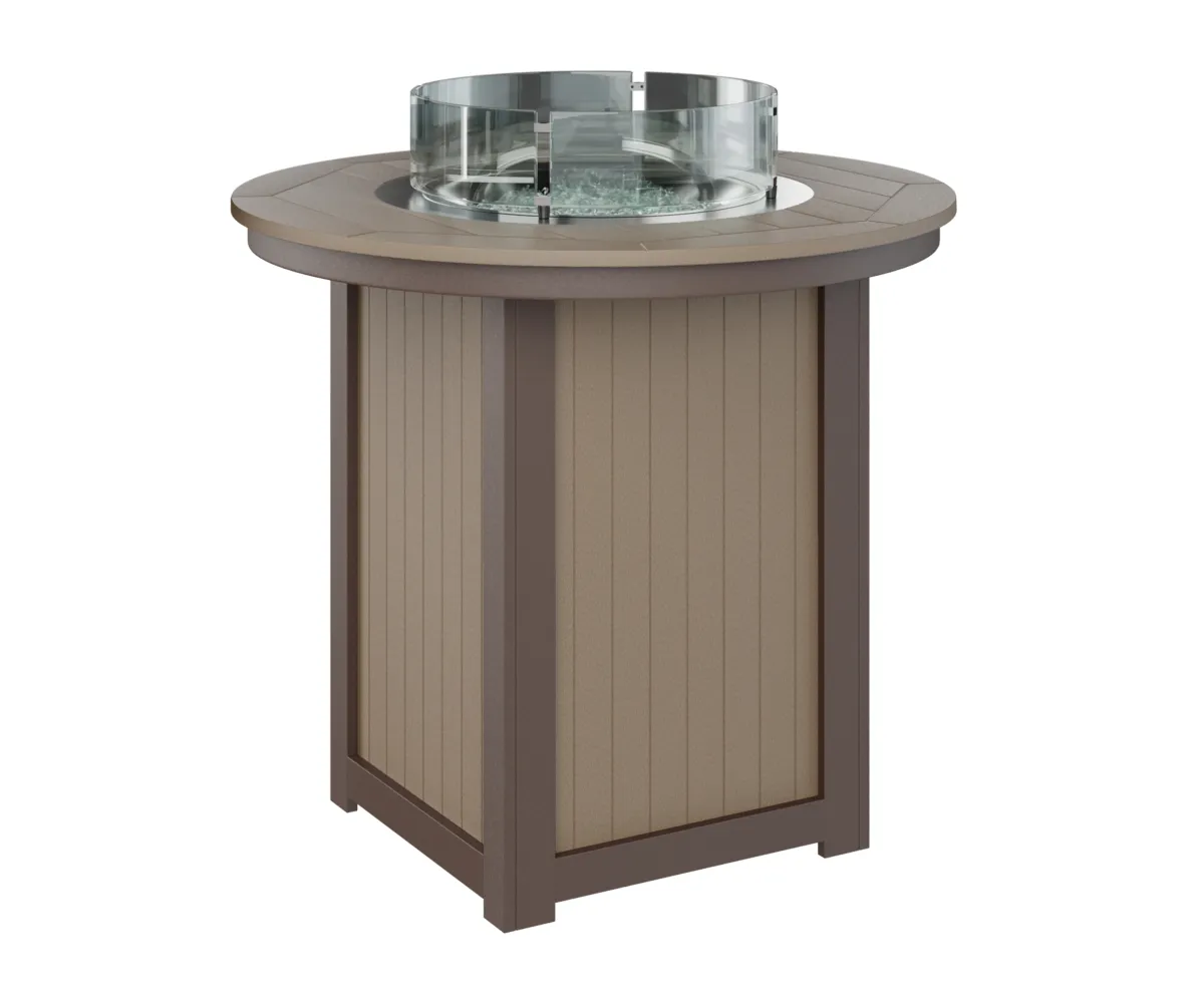 Donoma 44" Round Bar Fire Table by Berlin Gardens - Weatherwood, Chocolate Brown Donoma 44" Round Bar Fire Table by Berlin Gardens - 191-DRFT3944B