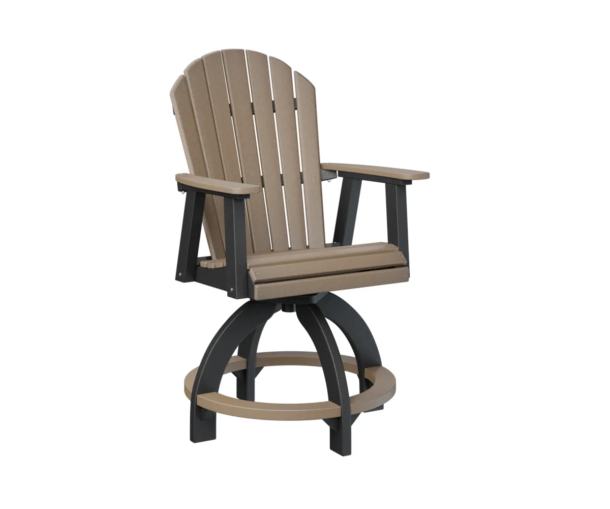 Comfo Back Swivel Counter Chair by Berlin Gardens - Weatherwood, Black Comfo Back Swivel Counter Chair by Berlin Gardens - 191-ESCC2131