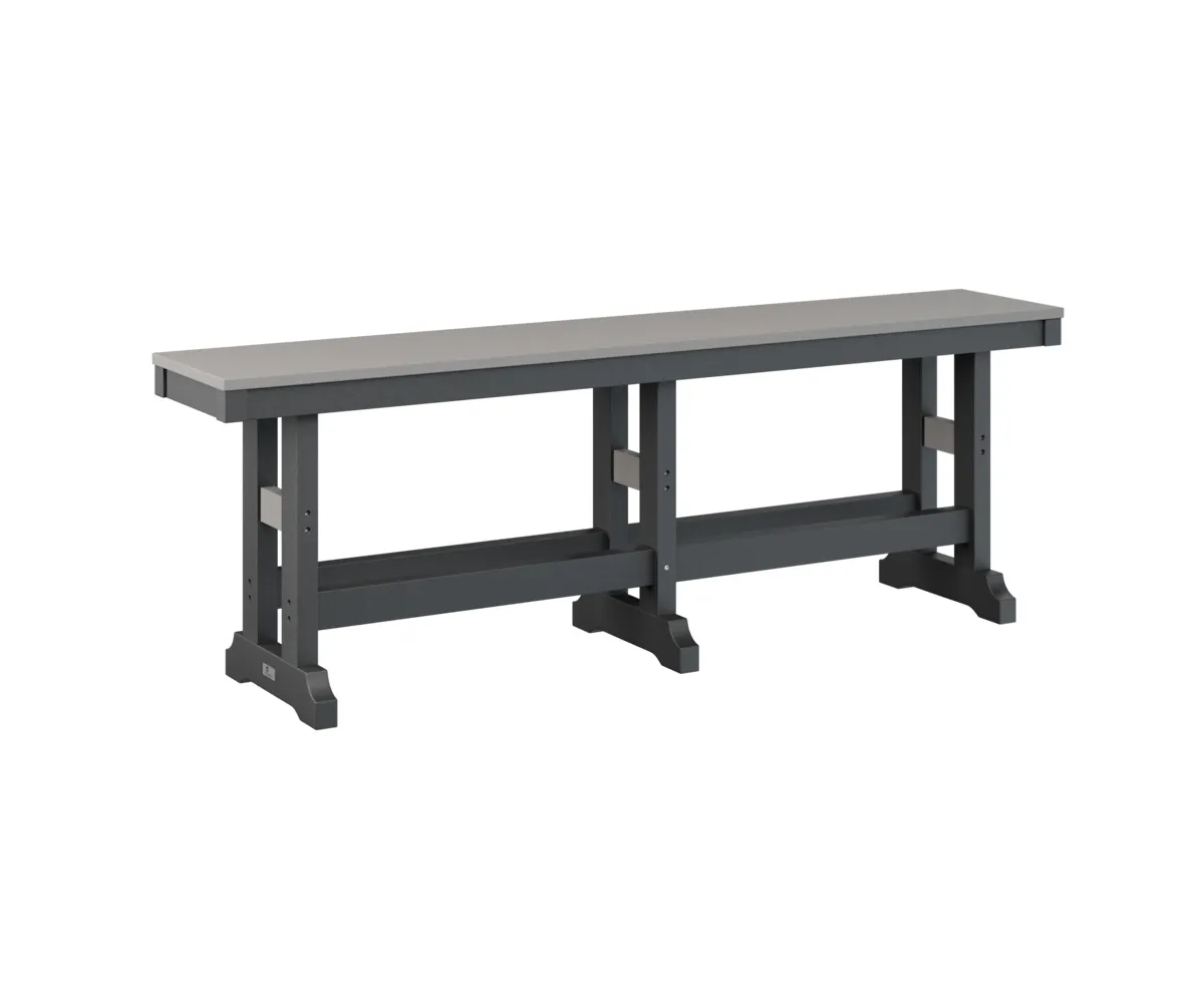 Garden Classic 66" Dining Bench by Berlin Gardens - Light Gray, Black Garden Classic 66" Dining Bench by Berlin Gardens - 191-GCDB6618