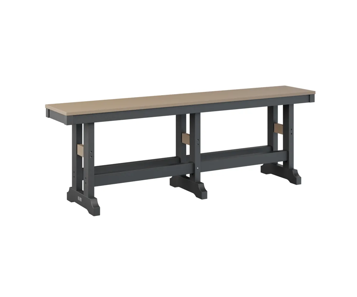 Garden Classic 66" Dining Bench by Berlin Gardens - Weatherwood, Black Garden Classic 66" Dining Bench by Berlin Gardens - 191-GCDB6618